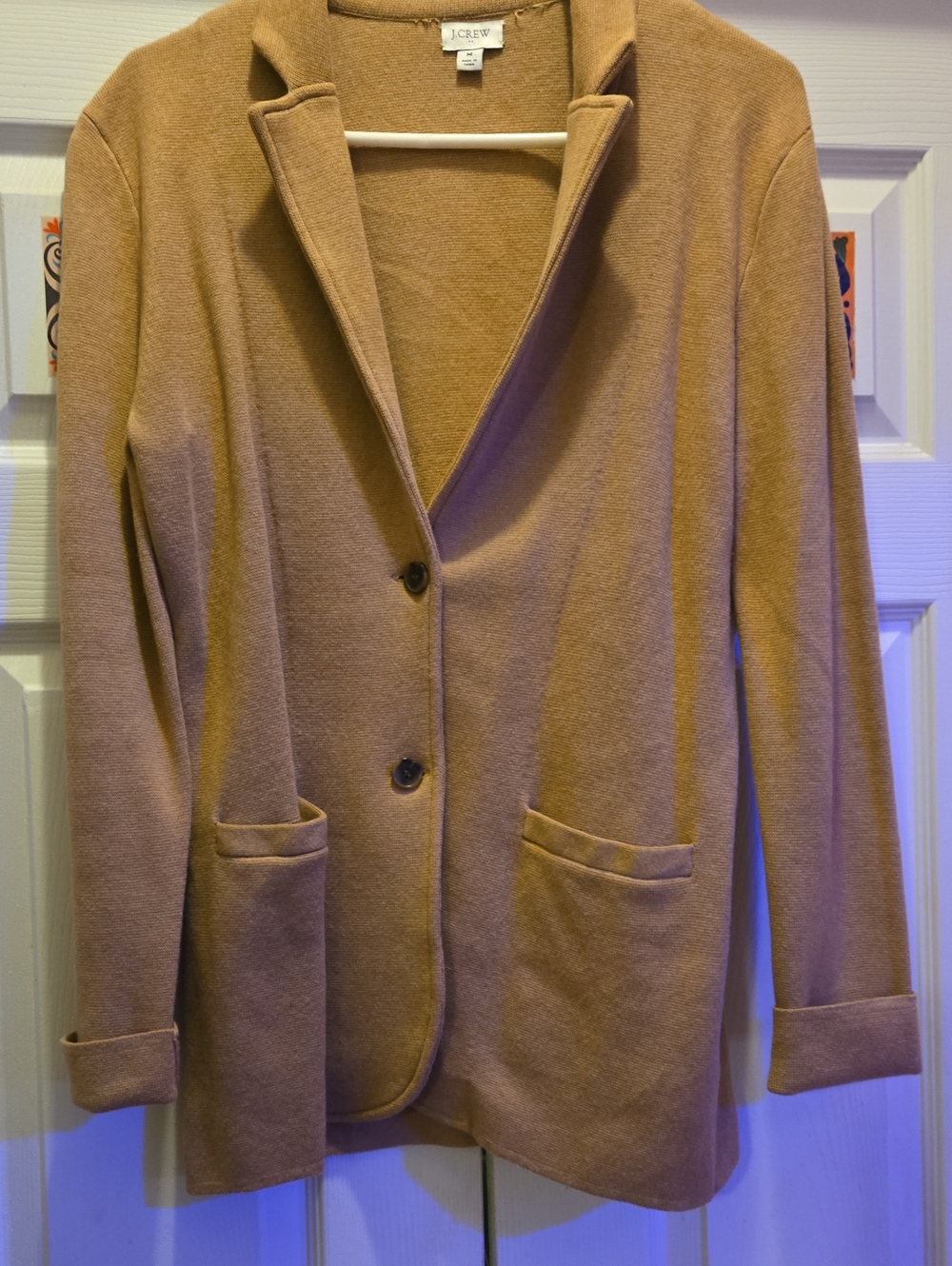 NWOT- J.Crew Knit Sweater Blazer Jacket Camel Tan - Like New Size Medium